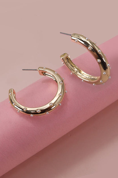 Pearl Studded Hoop Earring