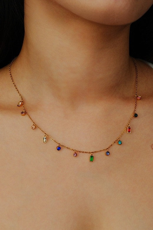 Rainbow Stone Pendant Necklace