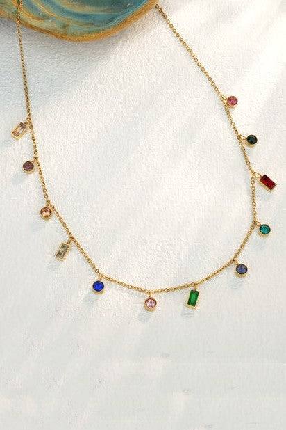 Rainbow Stone Pendant Necklace
