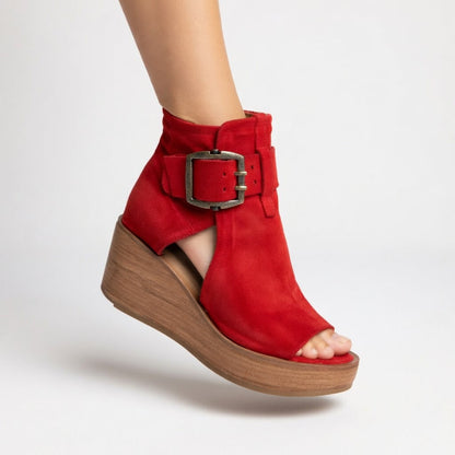 Briseida - Refined Open-Toe Wedge Ankle Boots