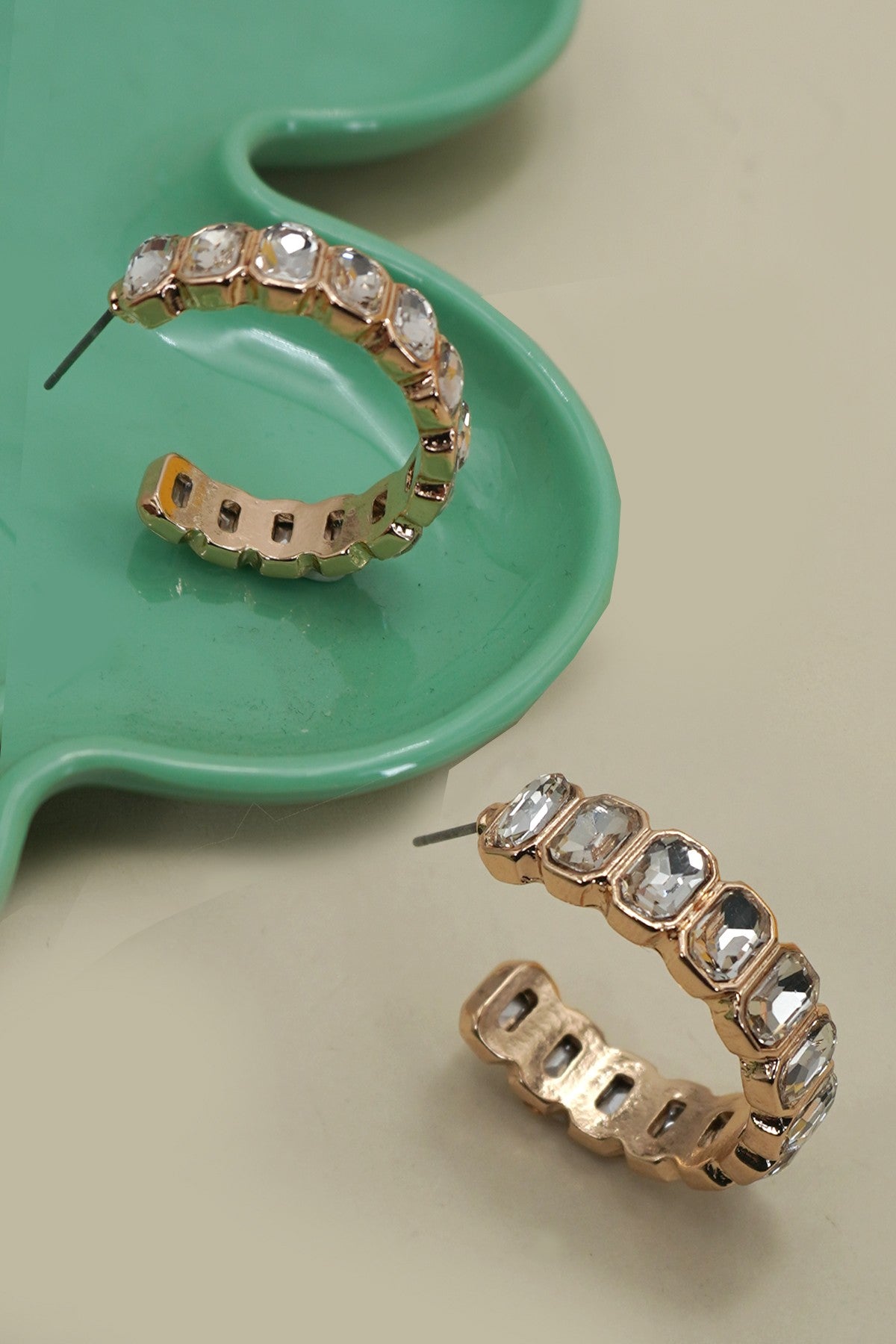 Rhinestone Baguette Hoop Earring