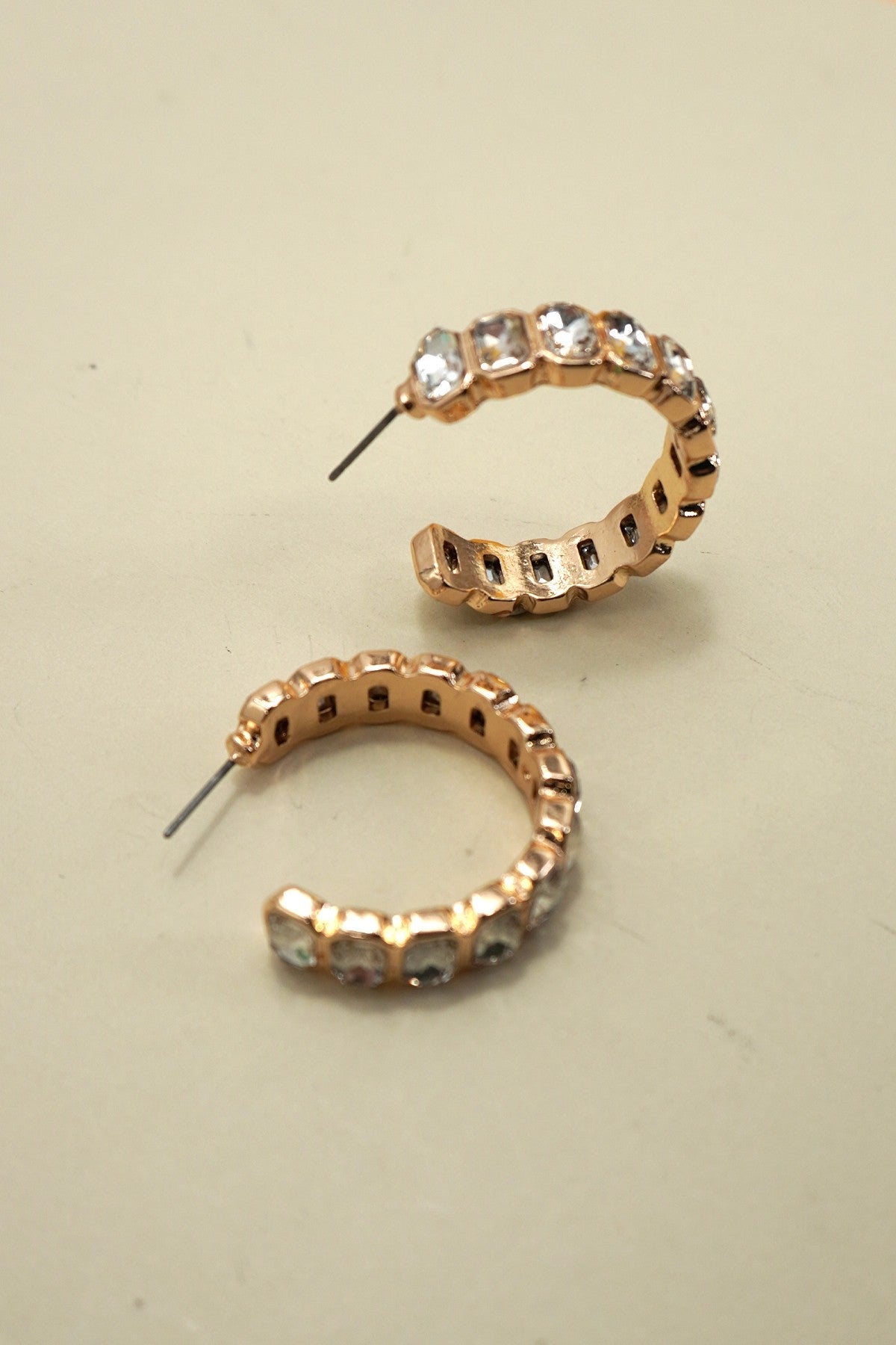Rhinestone Baguette Hoop Earring