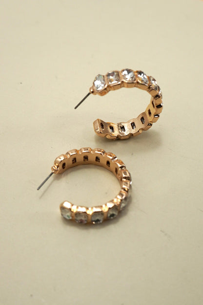 Rhinestone Baguette Hoop Earring