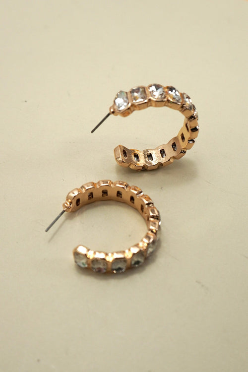 Rhinestone Baguette Hoop Earring