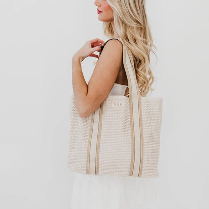 Ruby Raffia Tote Bag Cream