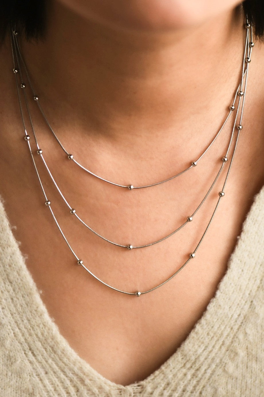 S.S. Layered Ball Chain Necklace