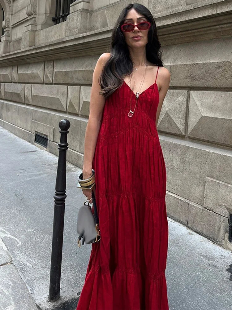 Robe longue marron chic a bretelles