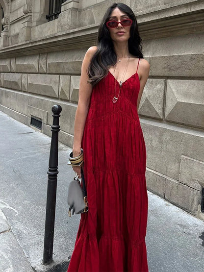 Robe longue marron chic a bretelles