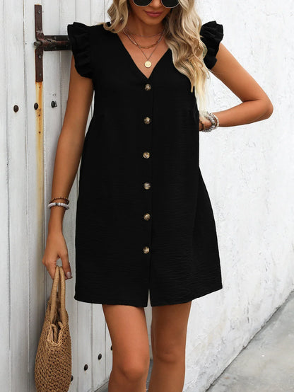 Robe à volants boutonnée simple