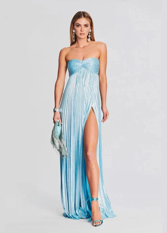 Robe bustier chic bleu ciel pour témoin de mariage