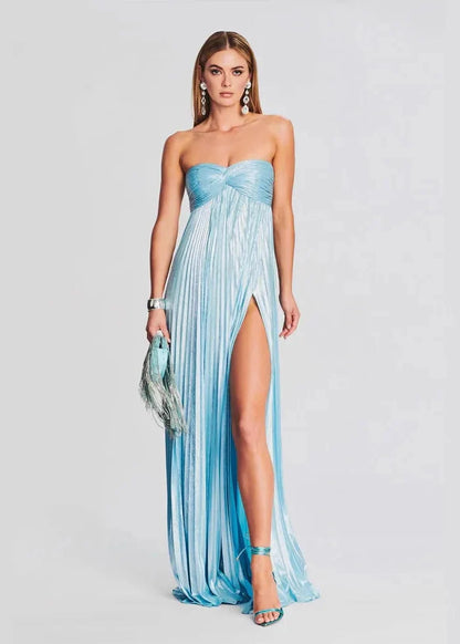 Robe bustier chic blanche brillante pour mariage