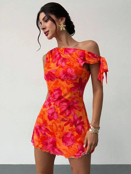 Robe Asymétrique Orange Chic
