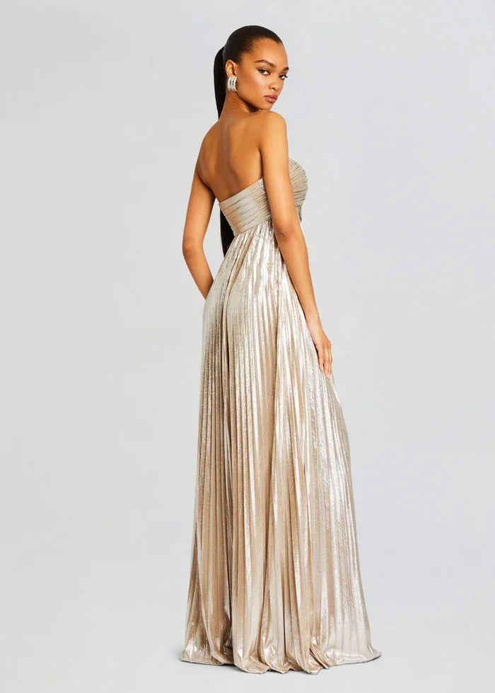 Robe bustier chic dorée brillante