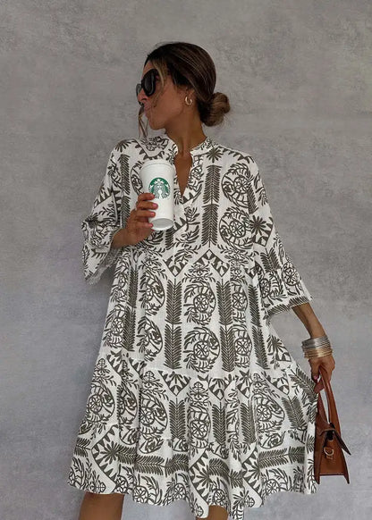 Robe loose bohème imprimée vintage