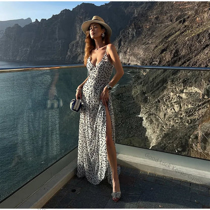 Robe à bretelles à pois chic