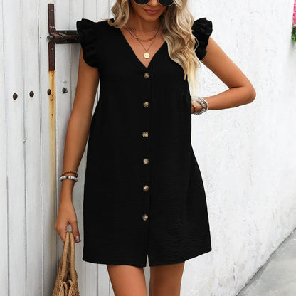 Robe à volants boutonnée simple