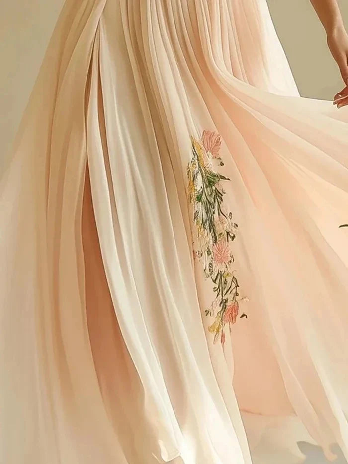Robe en mousseline beige bohème chic