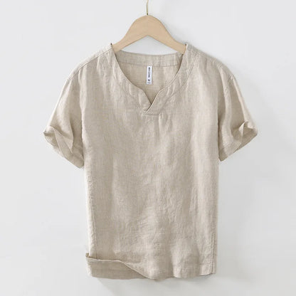 Hynara - Breezy Linen V-Neck Shirt