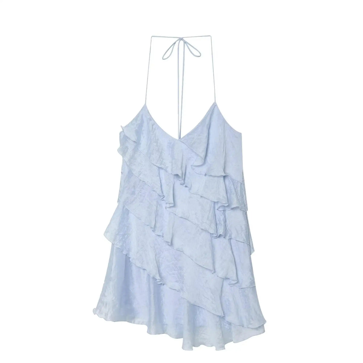 Robe à volants dos nu bleue