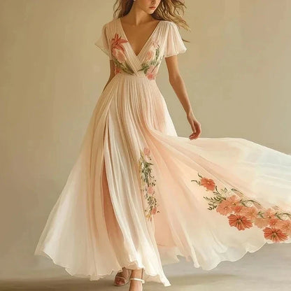Robe en mousseline beige bohème chic