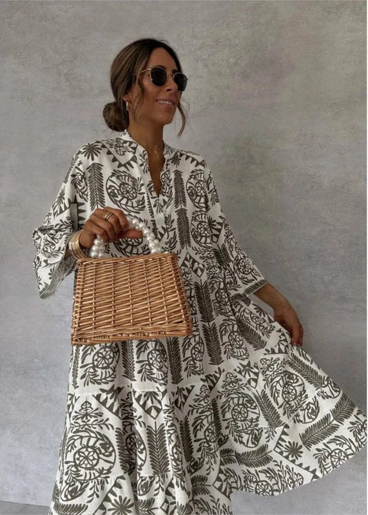 Robe loose bohème imprimée vintage
