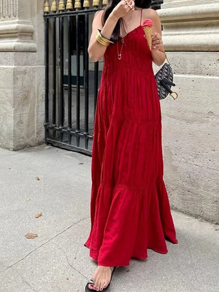 Robe longue marron chic a bretelles