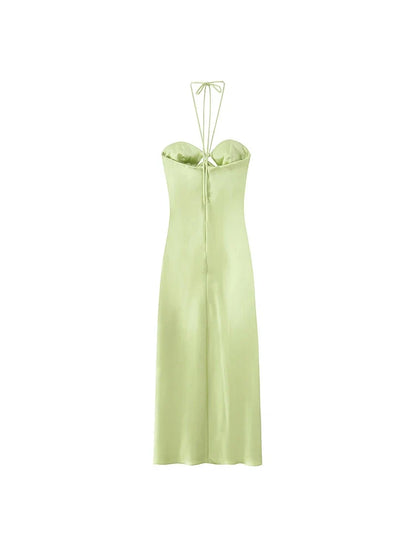 Robe de Soirée Jaune Citron Satinée Bustier