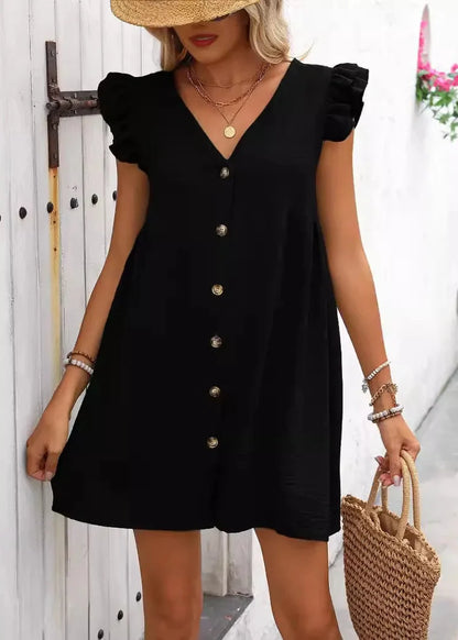 Robe à volants boutonnée simple