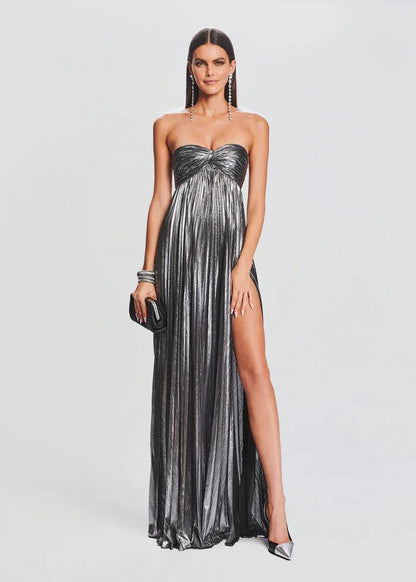 Robe bustier chic dorée brillante