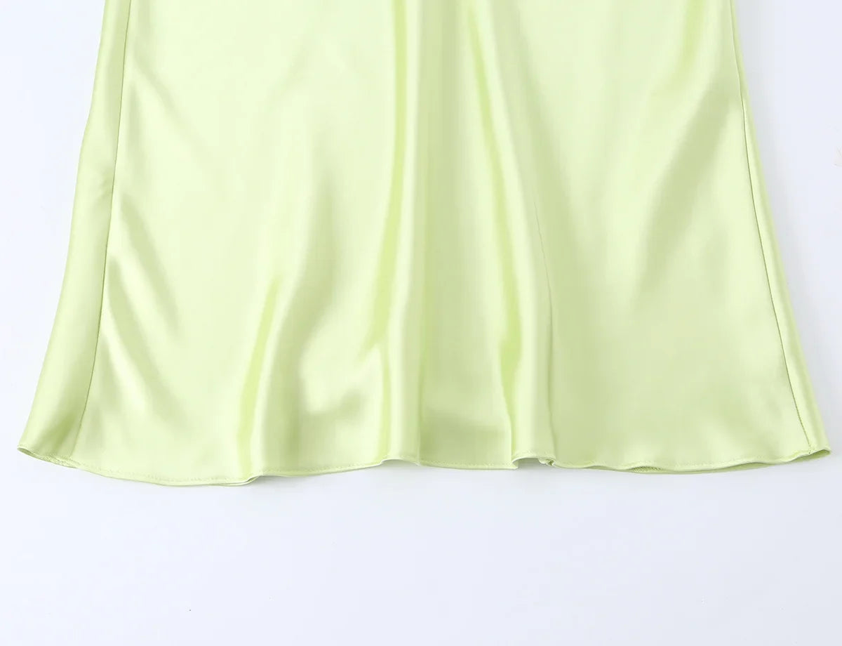 Robe de Soirée Jaune Citron Satinée Bustier
