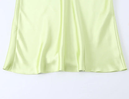 Robe de Soirée Jaune Citron Satinée Bustier