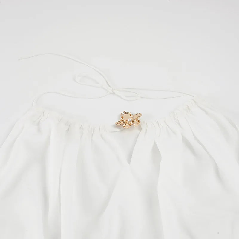 Robe courte blanche pour femme col cou et dos nu