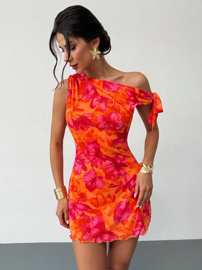 Robe Asymétrique Orange Chic