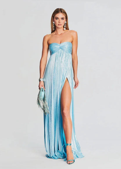 Robe bustier chic dorée brillante