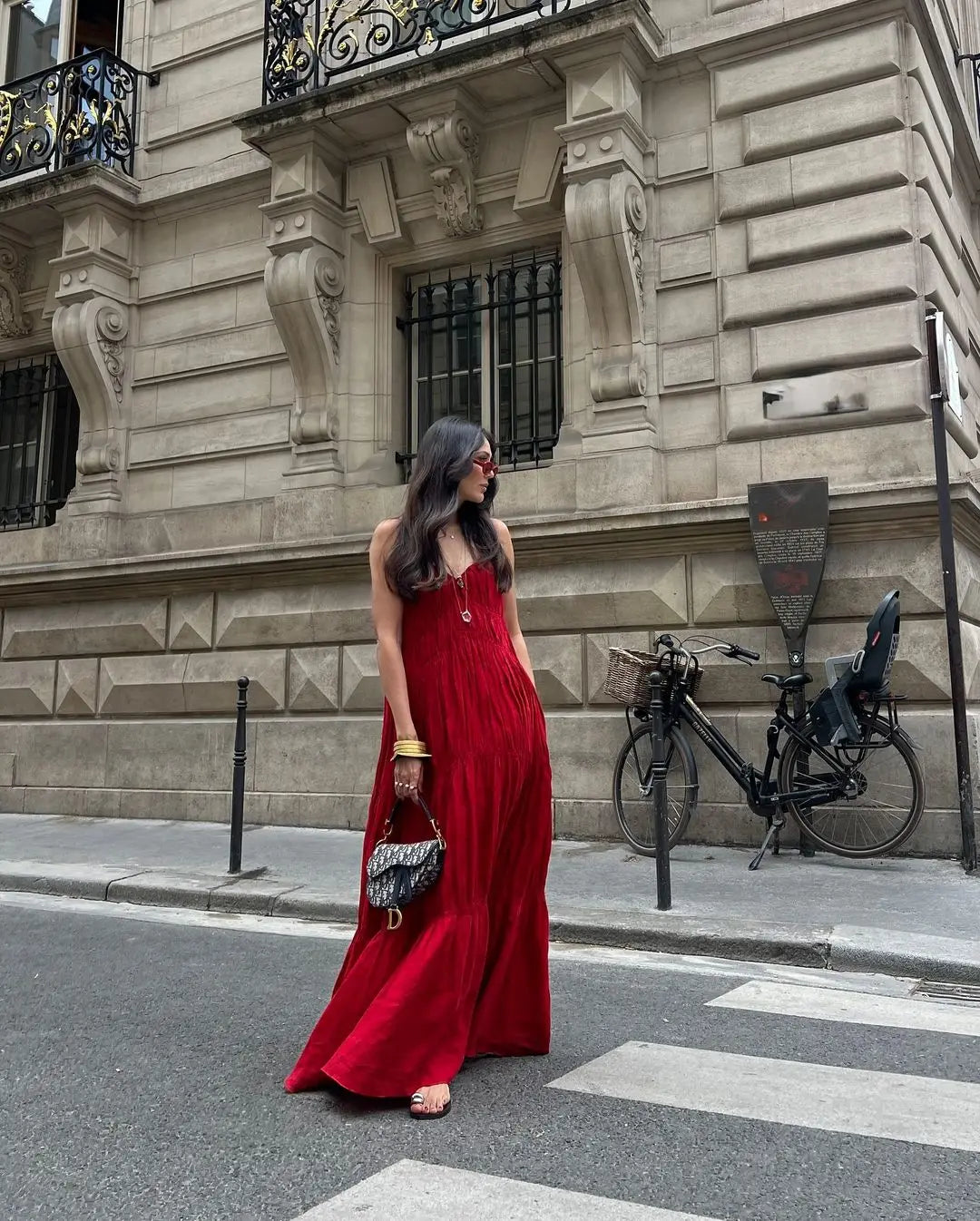 Robe longue marron chic a bretelles