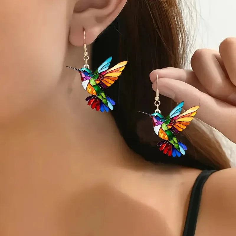 Ravellia - Colorful Hummingbird Drop Earrings