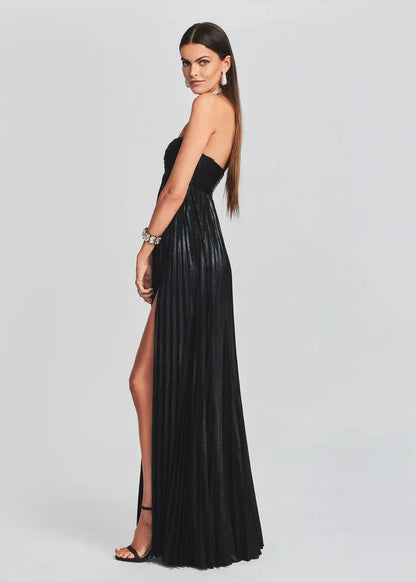 Robe bustier chic argentée pour témoin de mariage