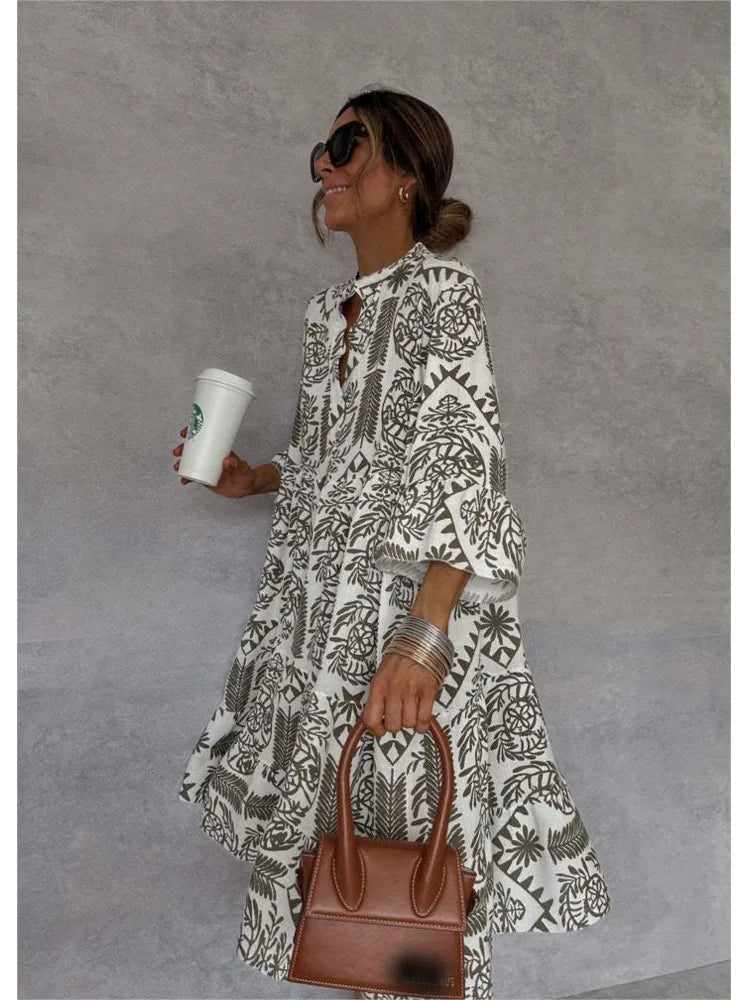 Robe loose bohème imprimée vintage