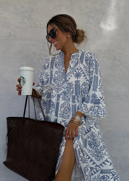 Robe loose bohème imprimée vintage