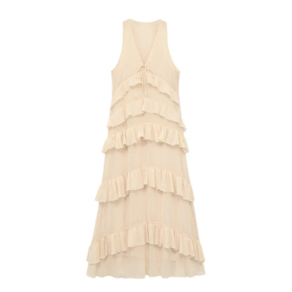 Robe Beige à Volants