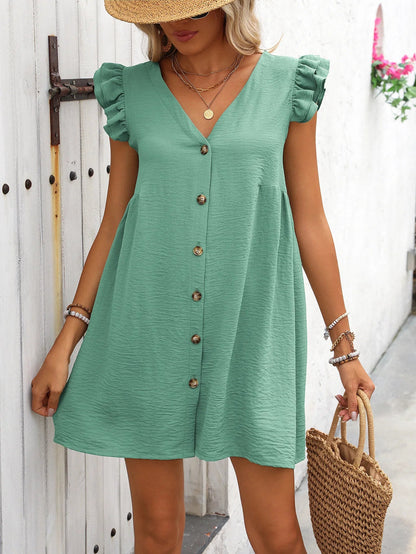 Robe à volants boutonnée simple