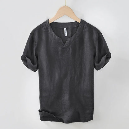 Hynara - Breezy Linen V-Neck Shirt