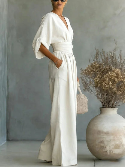 Solavie - Fluid Wide-Leg Jumpsuit