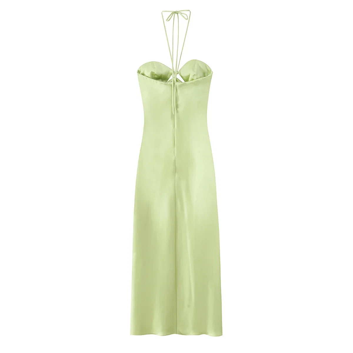 Robe de Soirée Jaune Citron Satinée Bustier