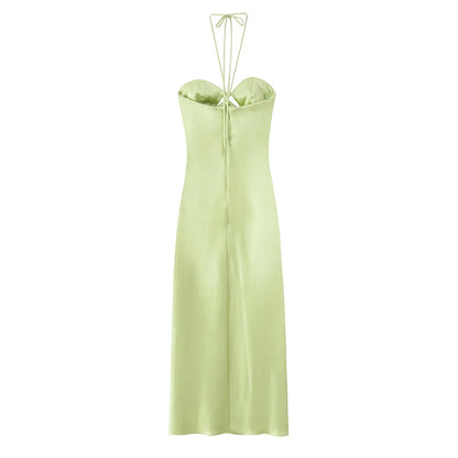 Robe de Soirée Jaune Citron Satinée Bustier