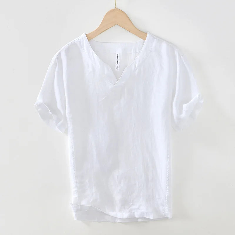 Hynara - Breezy Linen V-Neck Shirt