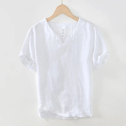 Hynara - Breezy Linen V-Neck Shirt