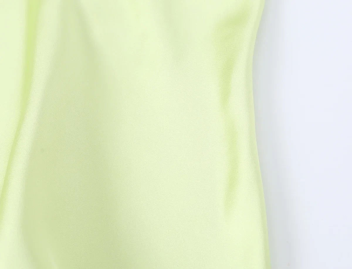 Robe de Soirée Jaune Citron Satinée Bustier