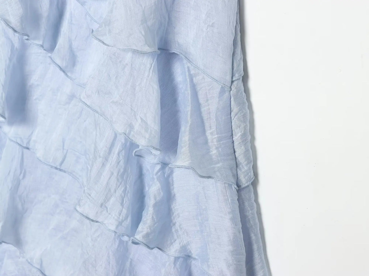 Robe à volants dos nu bleue
