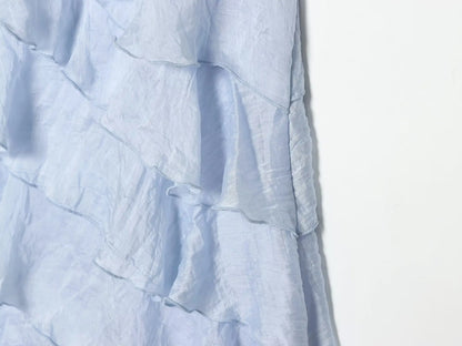 Robe à volants dos nu bleue